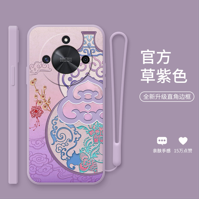 玉紫葫芦适用于荣耀x50手机壳x50i新款X50GT保护套honorX60i新中式x40女款x30硅胶软壳x20镜头全包x10防摔壳