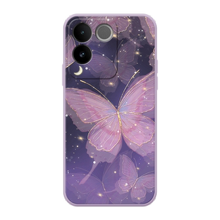 金箔蝴蝶适用于vivos17手机壳s17pro清新S17e文艺新款s16高级女款s16pro液态硅胶s15超薄s12全包防摔软壳