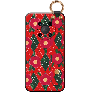 菱格绿花适用于华为mate40pro手机壳mate30时尚20复古p40丝巾p40pro腕带p30新品p20个性pro网红款保护软壳