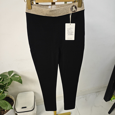 韩媛6652-9小香风九分裤磨毛撞色腰小熊舒适透气春秋保暖打底外穿