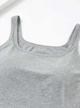 23730带胸垫方领短款背心女春夏运动露背无袖吊带修身打底外穿