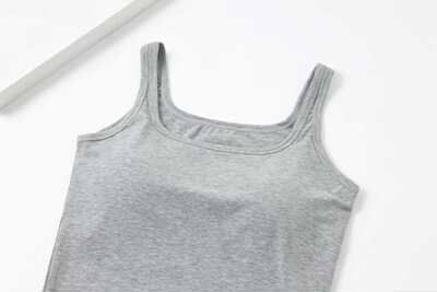 修身运动方领带胸垫外穿背心短款