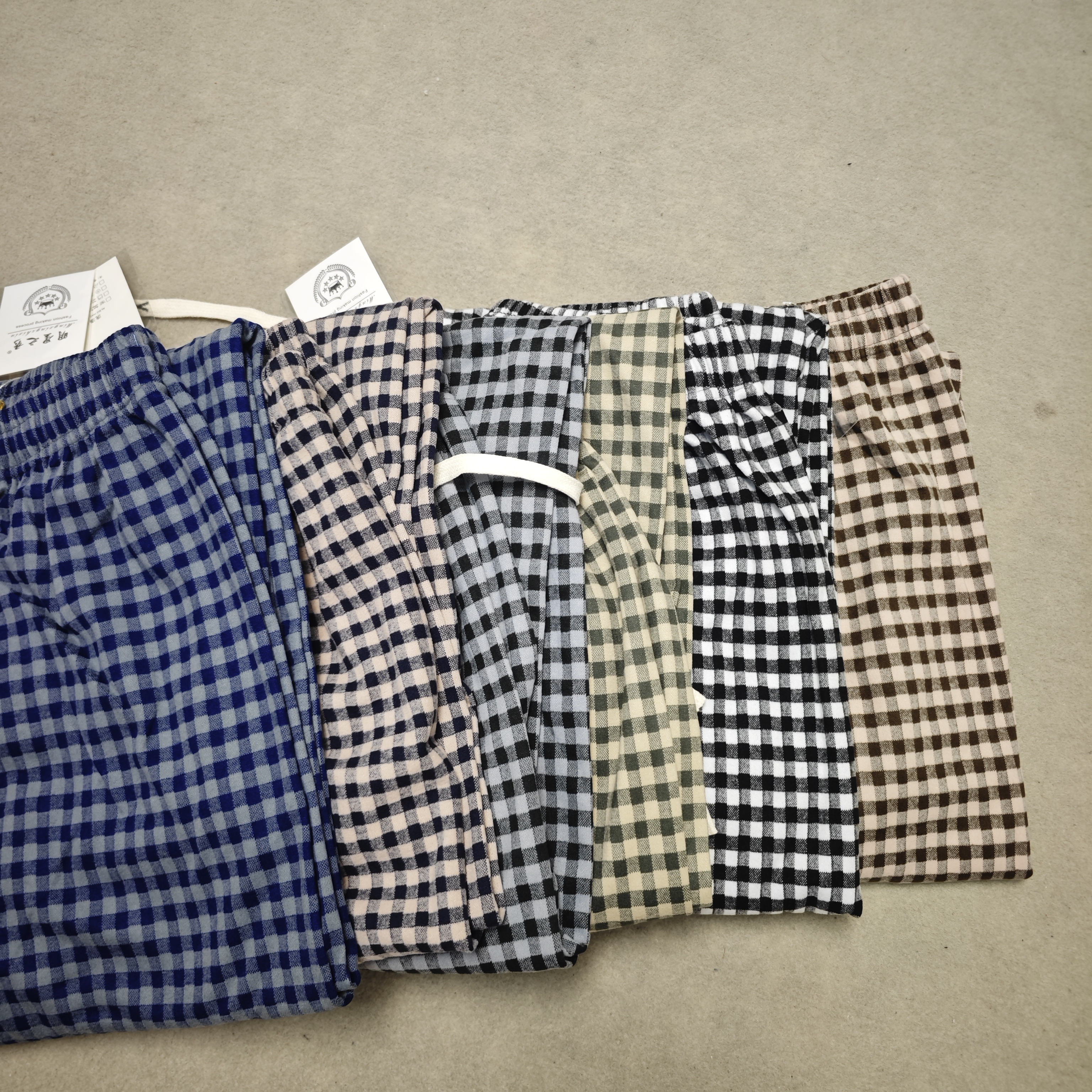 明星之秀909四方格德绒磨毛保暖男女同款加肥加大宽松懒人裤家居