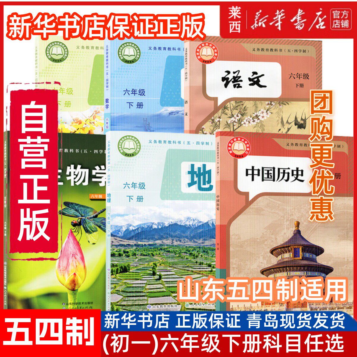 2025春新华书店初一6六年级下册语文数学英语生物学中国历史地理54五四制人教版鲁教版鲁科版6六年级下册学生课本教材教科书下学期