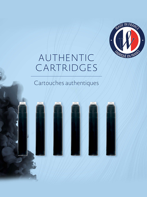 waterman威迪文黑色精装墨水芯钢笔用墨水囊高级纯蓝6支盒装便携