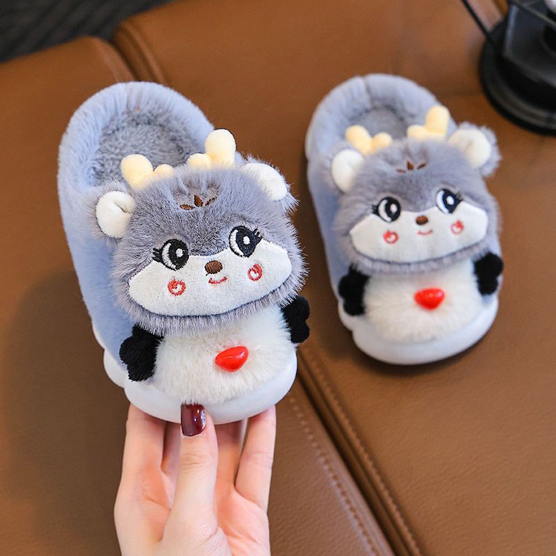 日本进口MUJIΕ2025秋冬季新款儿童棉拖鞋男童中小童防滑保暖毛绒