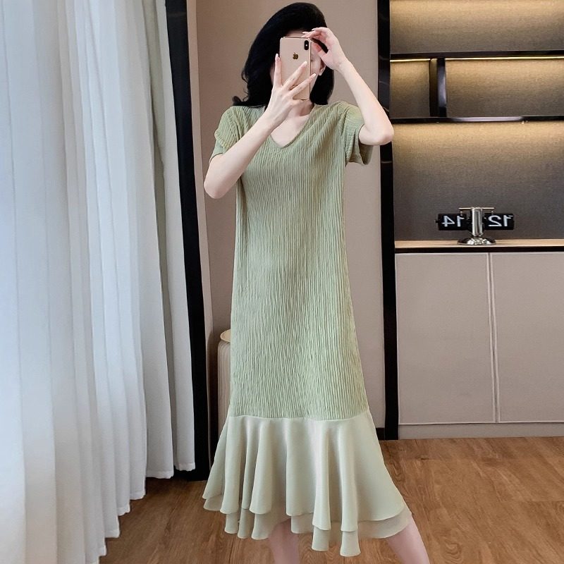 大码胖mm夏季清新连衣裙高级感图片