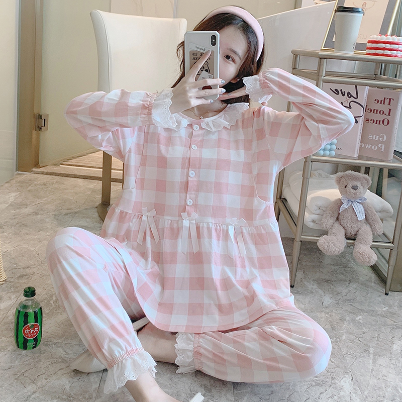 公主风月子服纯棉产后哺乳套装8月份9孕妇睡衣薄款莫代尔出院服秋