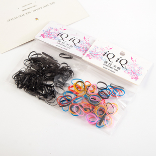 强拉不断皮筋儿童黑色彩色一次性发圈简约糖果色头绳义乌饰品
