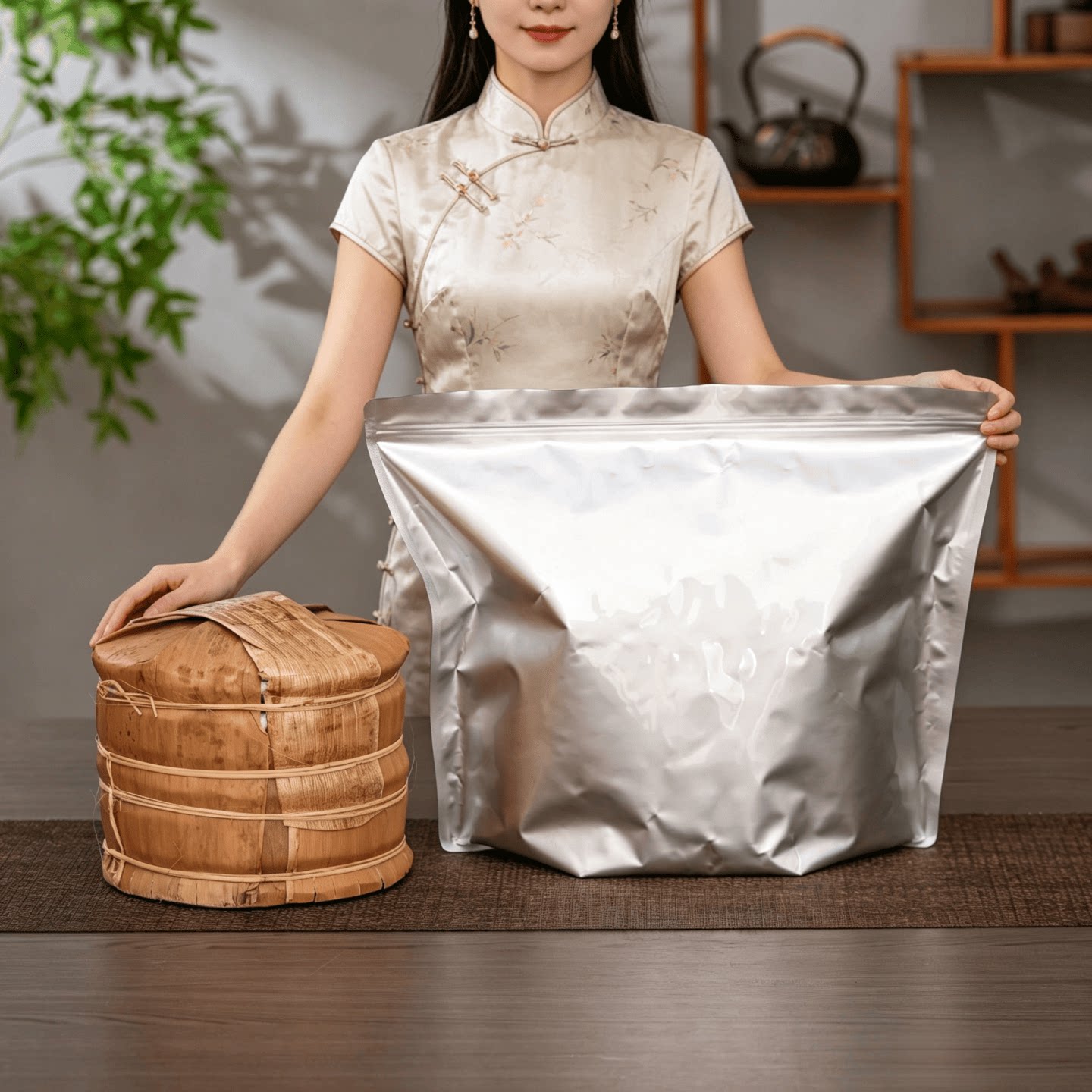 普洱茶七子饼一提密封袋纯铝整提茶饼包装袋一桶防潮保存自封袋子