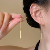 「油画棒」金色水滴流苏耳环女简约设计小众显脸瘦耳饰