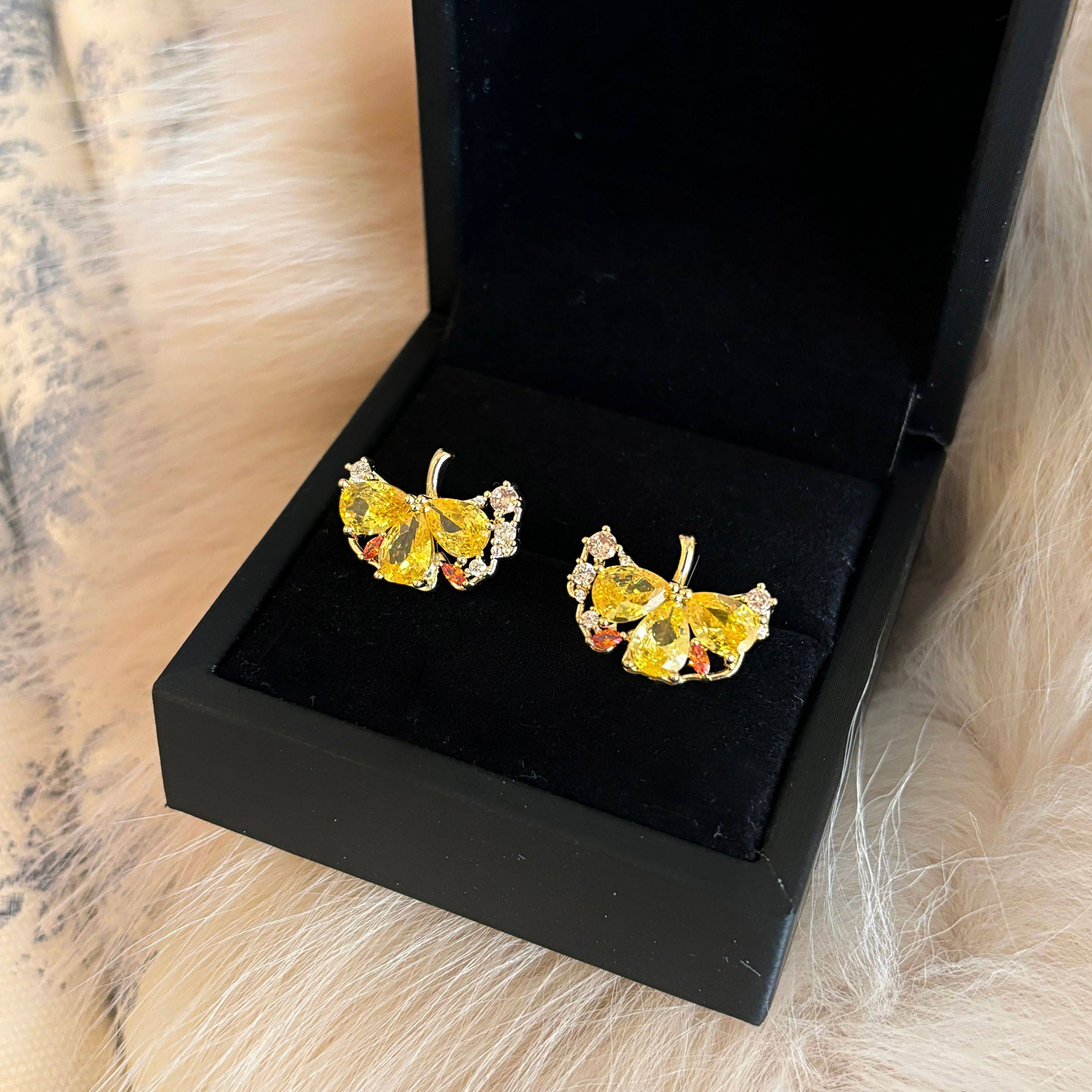 「银杏黄了」复古高级感耳钉锆石黄色叶子耳环无耳洞耳夹女精致,饰品/流行首饰/时尚饰品新,耳钉,淘宝优惠券,粉丝福利购,淘宝优惠卷