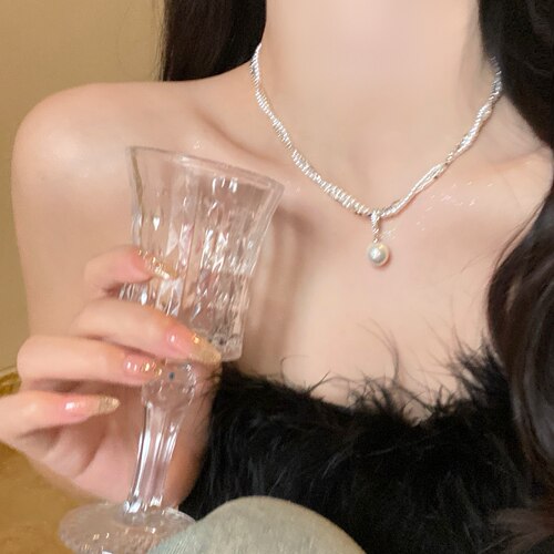 碎银子珍珠项链小众轻奢锁骨链