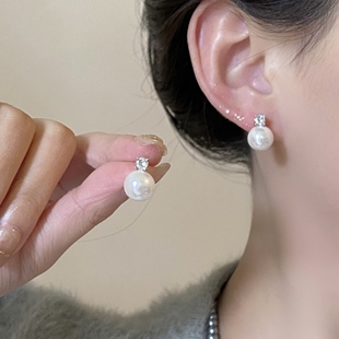 「戴妃系列」施家珍珠耳饰蚊香盘耳夹无耳洞耳饰女纯银气质耳环