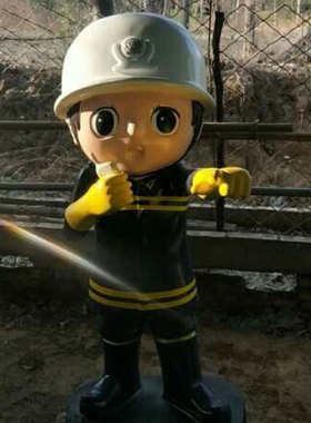 定制卡通消防员雕雕塑玻璃钢摆件