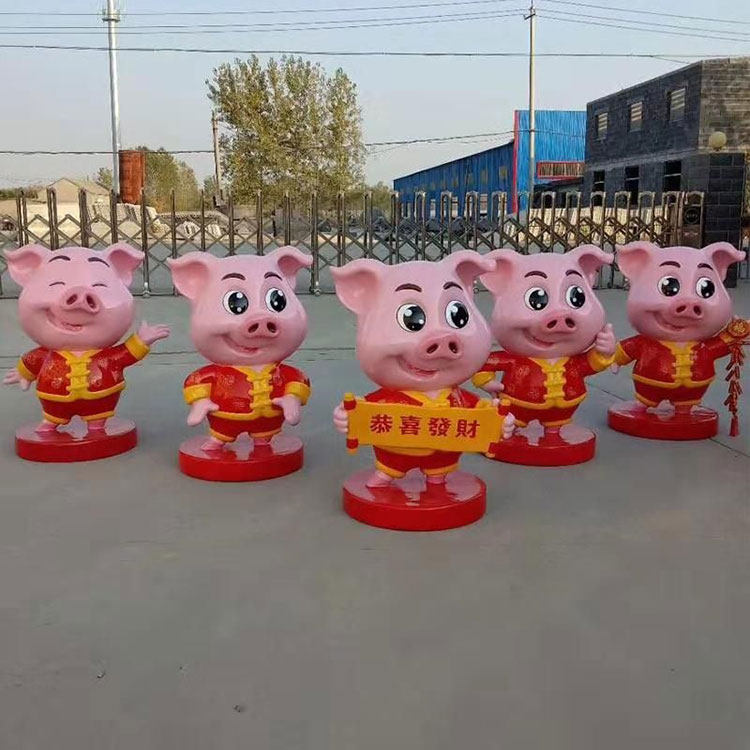 石膏设计定制猪年吉祥物雕塑小猪