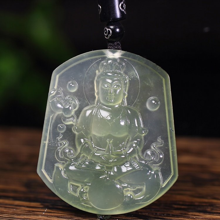 天然岫玉观音挂件玉牌挂件腰坠