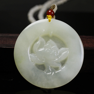天然岫玉和美幸福意境玉挂件荷花翠鸟吊坠冰种项坠玉石包邮男