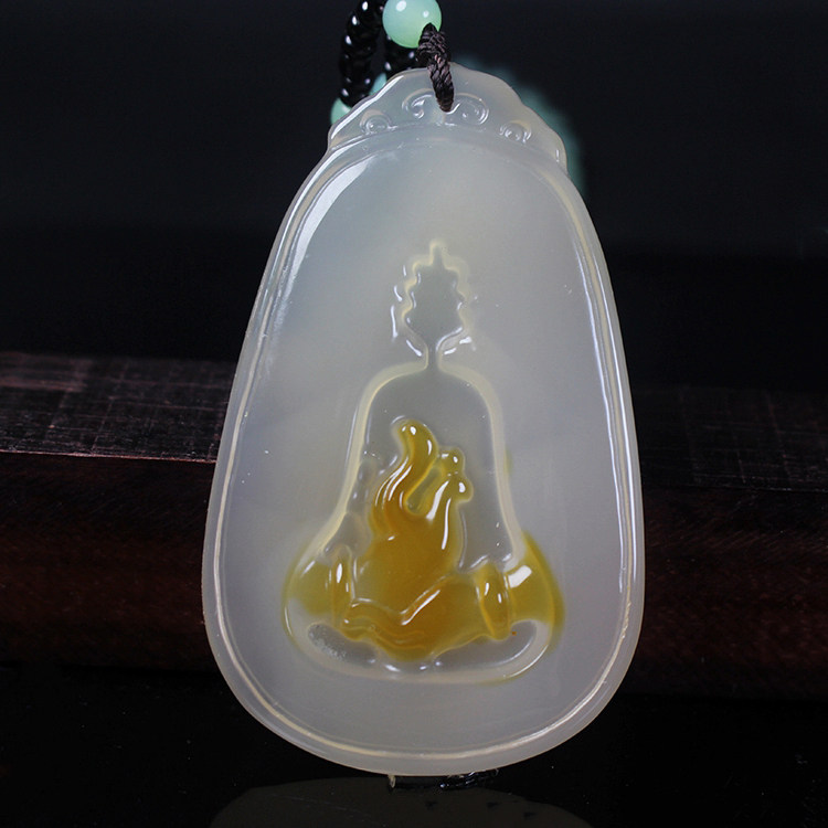天然玛瑙玉髓意境佛手玉挂件