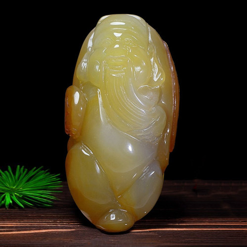 天然原矿玛瑙财神手把件