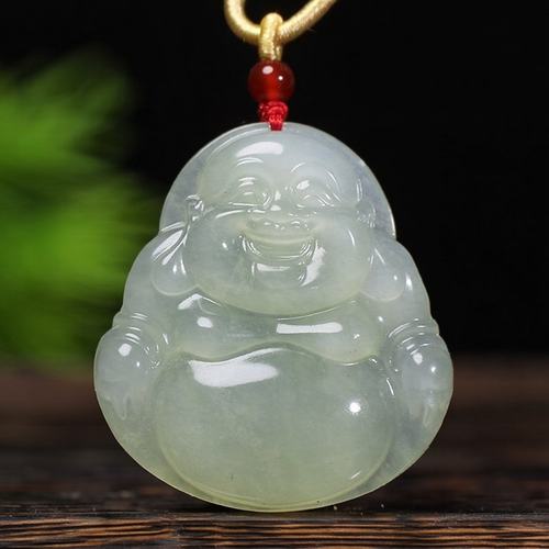 大气款天然岫玉佛公挂件弥勒佛