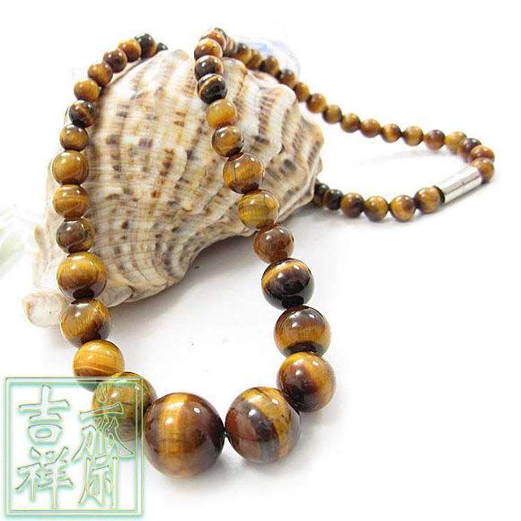 天然黄虎眼石短款百搭毛衣链