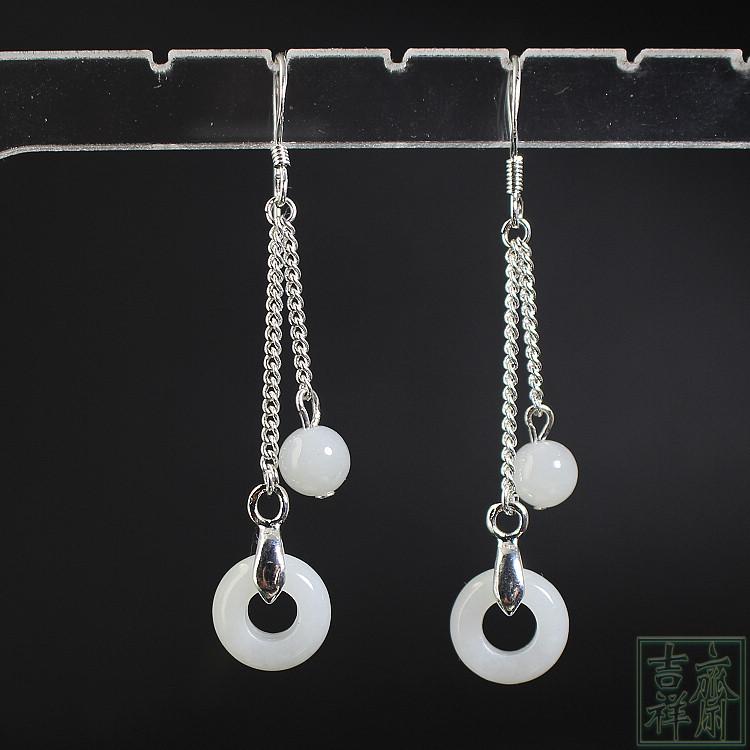 天然缅甸翡翠平安扣耳坠耳钉