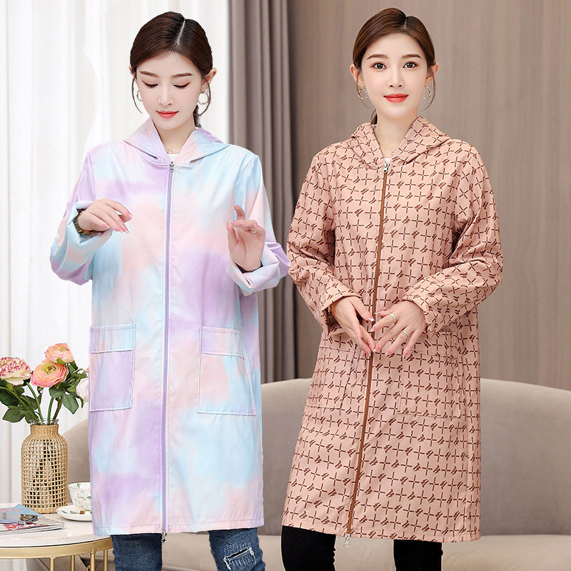 韩版家用厨房围裙大人女防水羽绒服罩衣秋冬长袖拉链可外穿工作服