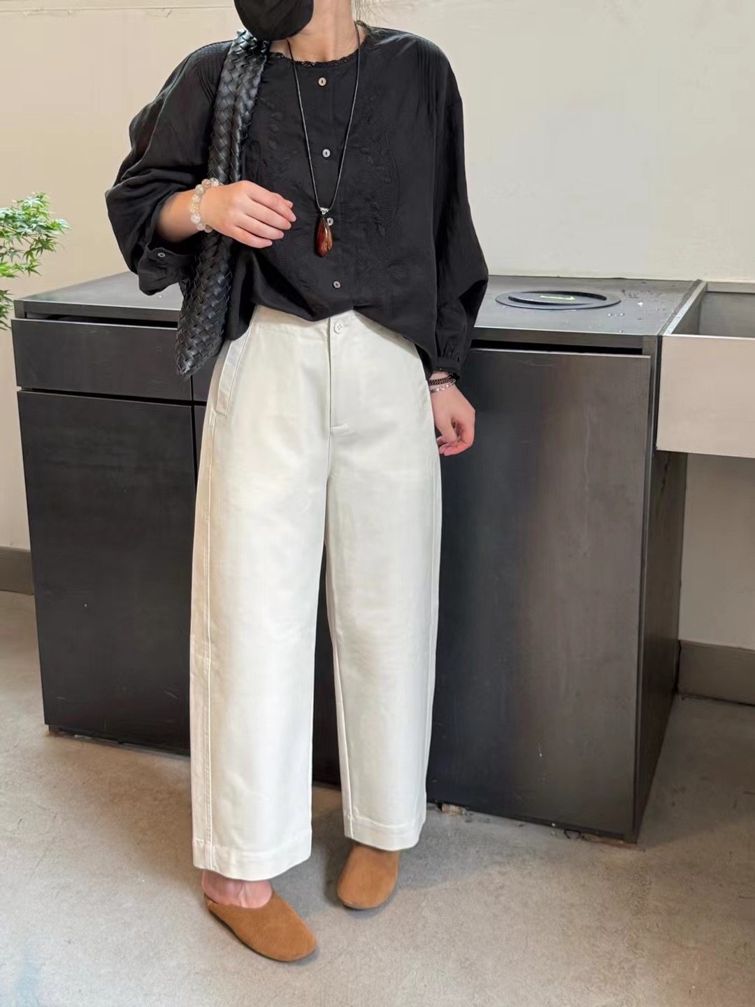 淳清衣社秋季款69015 纯色显瘦镰刀裤小脚百搭高腰九分裤女