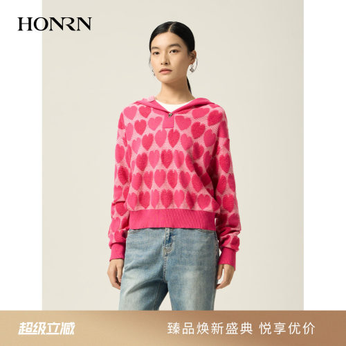 HONRN/红人连帽羊毛棉针织衫上衣