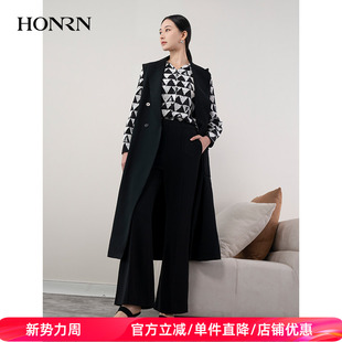 领背心马甲马夹外套女春秋HH11MJ165 西装 HONRN 红人气质黑色长款