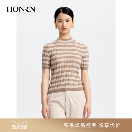 HONRN/红人圆领套头针织衫上衣