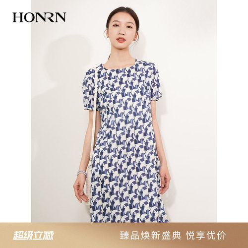 HONRN/红人短袖纯棉印花连衣裙