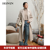 HONRN 红人长款 双面羊毛呢子大衣收腰显瘦外套女秋冬HK59OD011