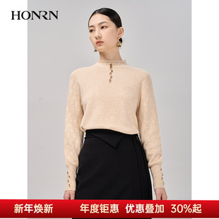 毛衣针织衫 HONRN 显瘦长袖 半高领修身 上衣女HI39OM008 红人秋季