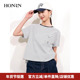 棉质休闲T恤条纹上衣女夏款 HONRN 红人宽松圆领套头短袖 HI22SY544