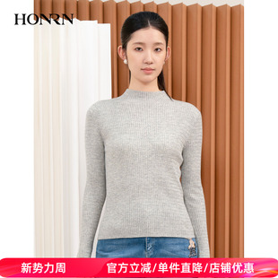女秋冬HI55OM659 上衣打底衫 HONRN 红人半高领显瘦羊毛衣针织衫