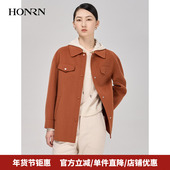 HONRN 红人气质短款 显瘦双面羊毛呢子大衣外套女秋冬HG55OD912