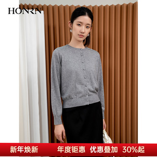 饰针织开衫 内外穿两多色肩部蕾丝装 HK39OM002 红人包扣长袖 HONRN