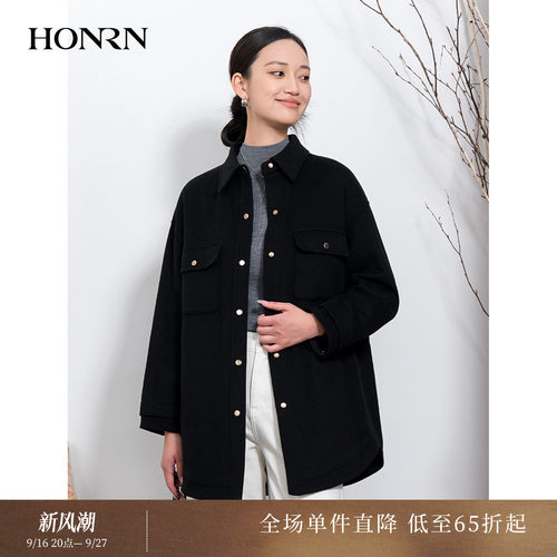 HONRN/红人山羊绒羊毛呢大衣外套