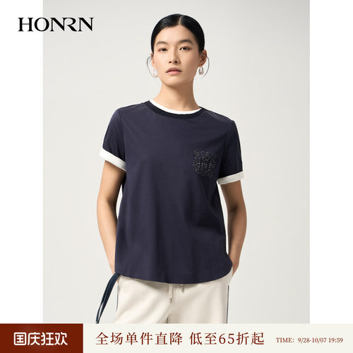 HONRN/红人圆领短袖T恤上衣女