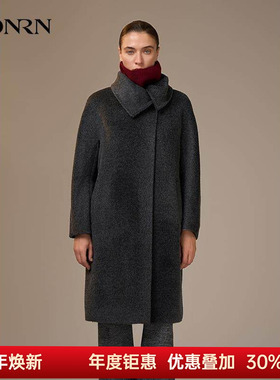HONRN/红人气质中长款羊驼毛羊毛呢子大衣外套女秋冬HK55OD417