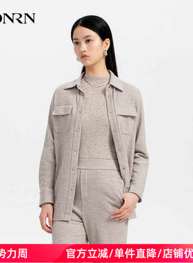 HONRN/红人休闲气质长袖羊毛外搭衬衫外套女上衣春秋HH33OC058