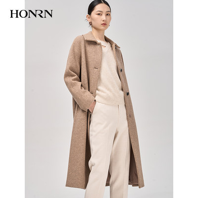 HONRN/红人羊毛中长款茧型大衣