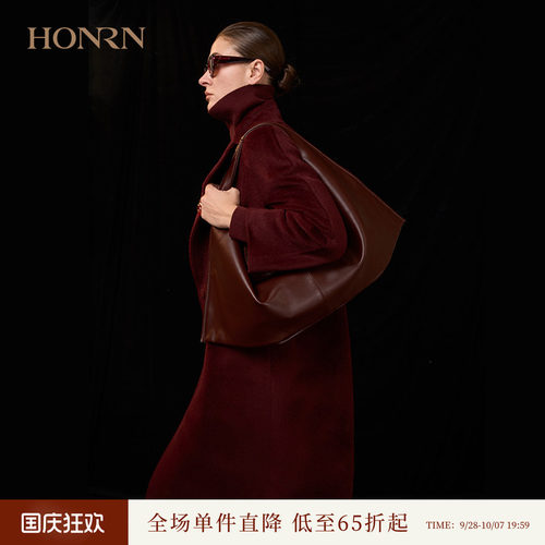 HONRN/红人直筒羊驼毛呢大衣外套