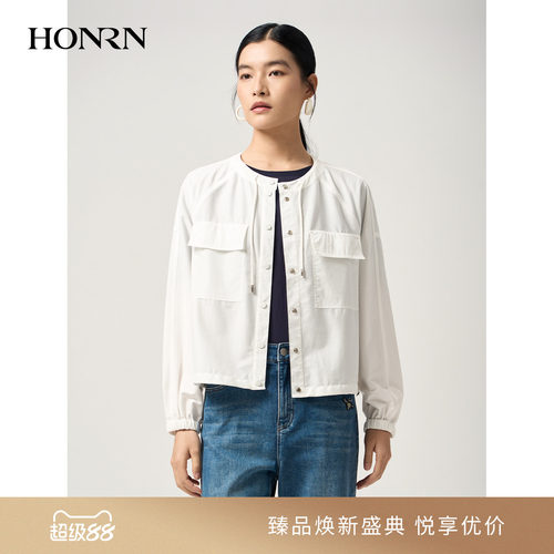 红人白色简约宽松短外套女