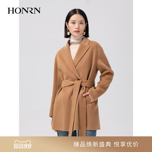 HONRN/红人羊毛双面呢大衣外套