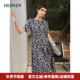 商场同款 HONRN 红人通勤直身收腰印花显瘦连衣裙女夏HK22OL096