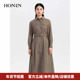HONRN 红人千鸟格纹长裙子修身 收腰显瘦a字连衣裙女春秋HH33OL274