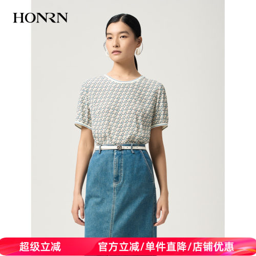 红人宽松撞色印花短袖T恤女